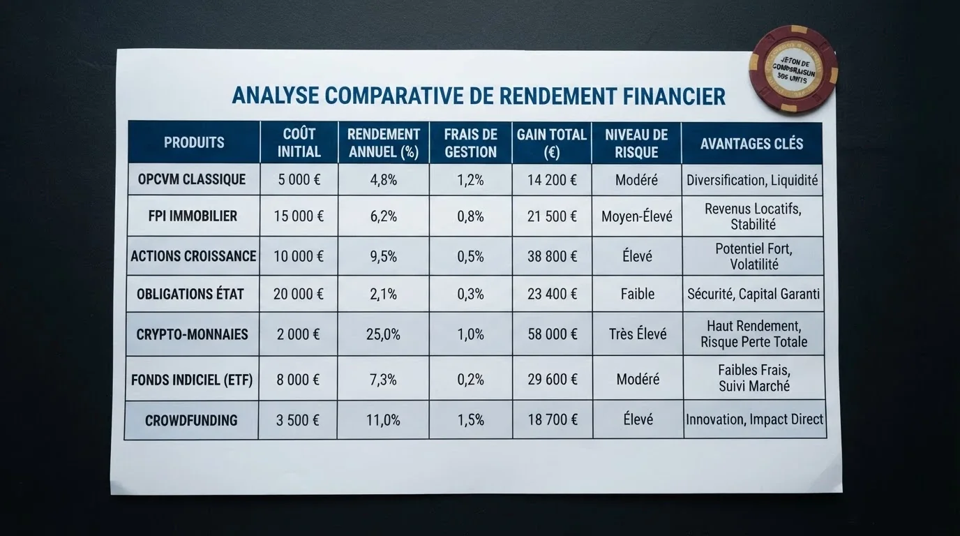 Une grille comparative de casinos en ligne avec leurs bonus, licences et statuts, posée sur un fond sombre
